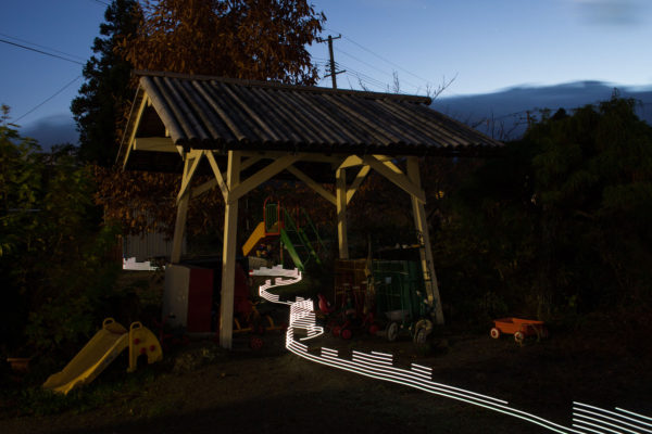 A special light painting tool reveals radioactive contamination. Here at the nursery school Soramame in Fukushima city the levels are very low, but this has not stopped the business profoundly suffering in the wake of the 2011 Fukushima nuclear meltdowns. Greenpeace/Greg McNevin