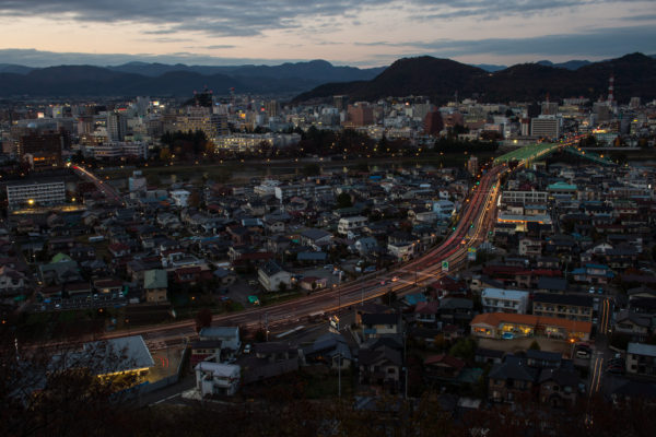 Looking out to Fukushima city over Watari, from Bentenyama Park. 